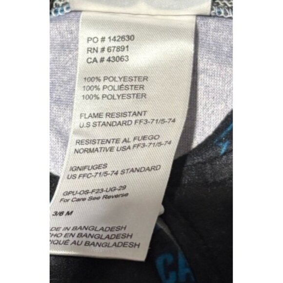 CAROLINA PANTHERS Infant Footed Pajamas 3/6 Months NFL Licensed Team Apparel - Picture 3 of 3